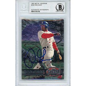 Ron Gant Cardinals Signed '97 Metal Universe Baseball Card Beckett BAS Autograph